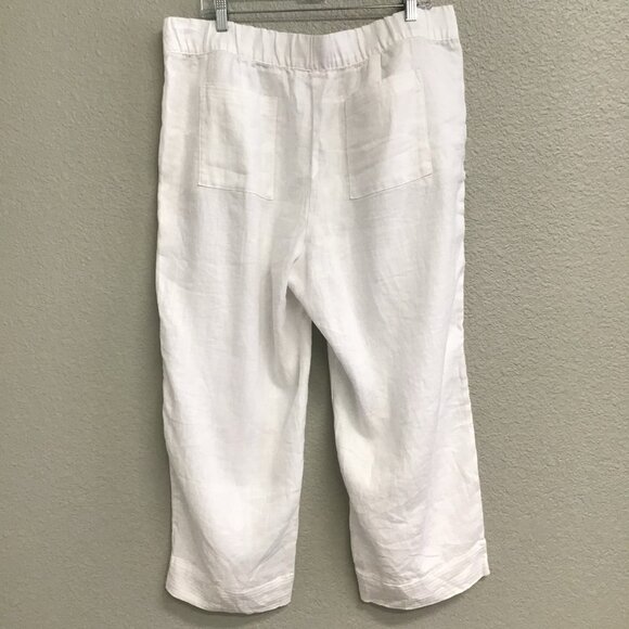 Pure J Jill Love Linen Women’s Wide Leg Pants Crop Women’s Size Large White - Picture 9 of 10